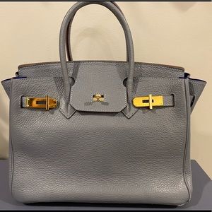 Pale Robins egg blue Birkin like bag